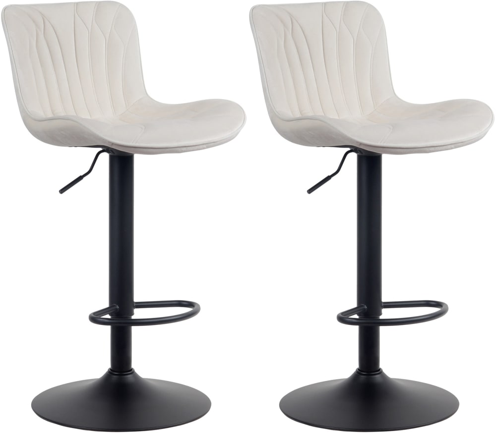 Wohnli Möbelsuche - 2er Set Barhocker höhenverstellbar aus Samt creme