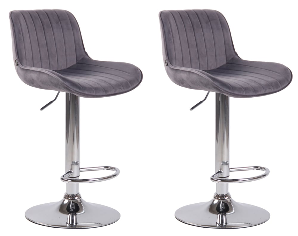 Wohnli Möbelsuche - 2er Set Barhocker höhenverstellbar aus Samt dunkelgrau