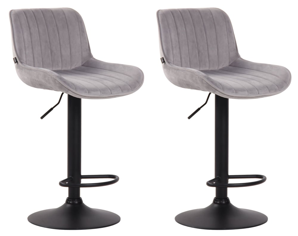 Wohnli Möbelsuche - 2er Set Barhocker höhenverstellbar aus Samt grau