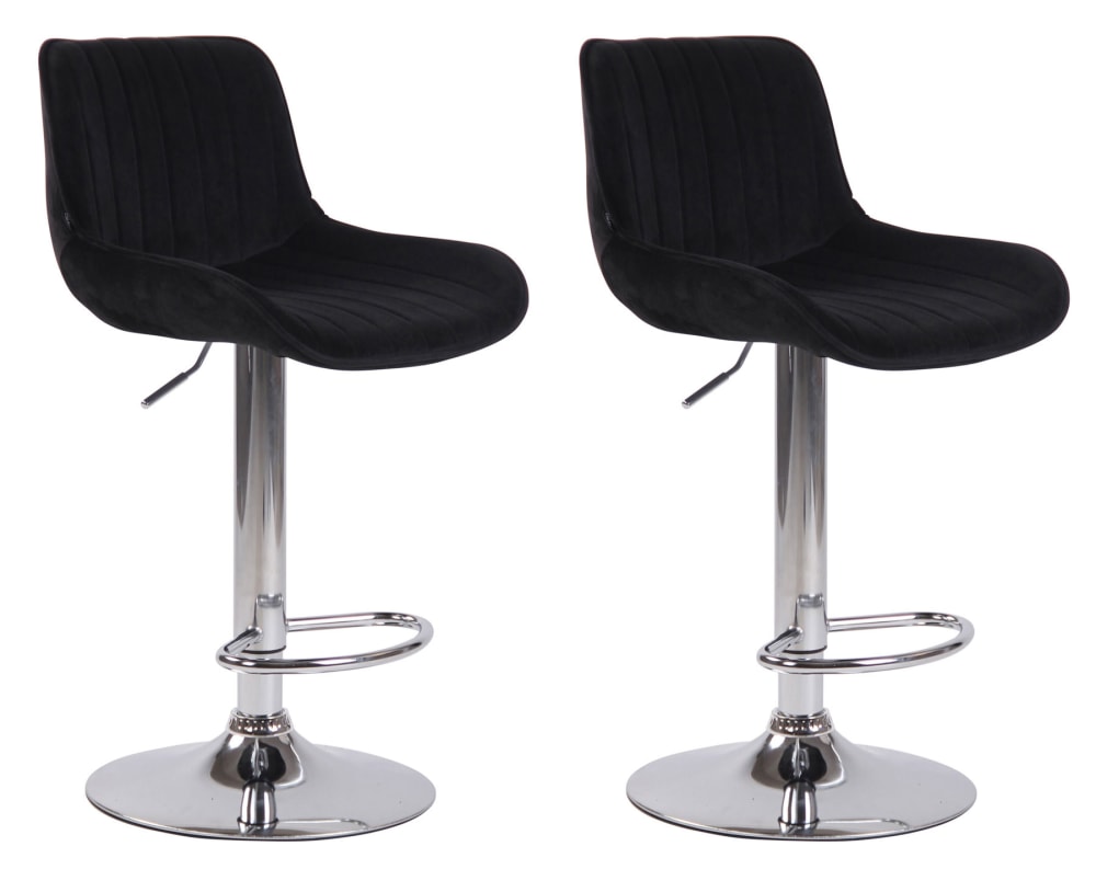 Wohnli Möbelsuche - 2er Set Barhocker höhenverstellbar aus Samt schwarz