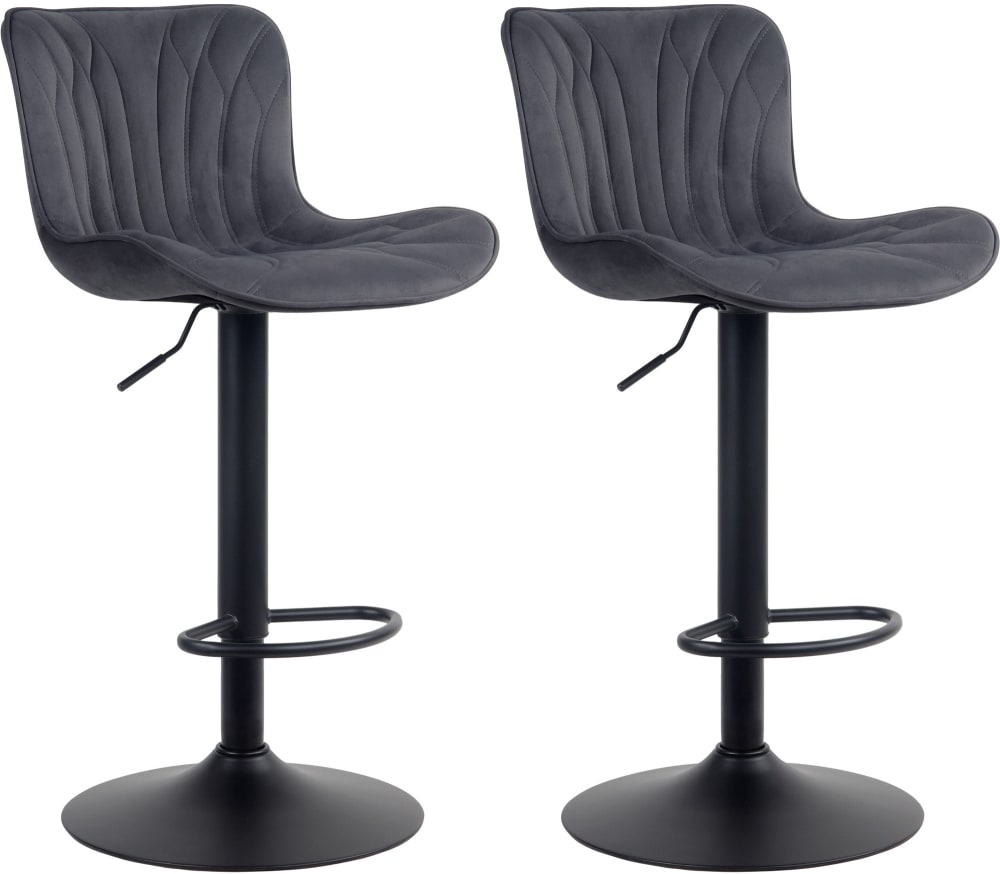 Wohnli Möbelsuche - 2er Set Barhocker höhenverstellbar aus Samt schwarz