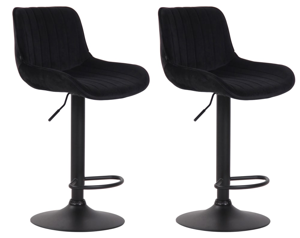 Wohnli Möbelsuche - 2er Set Barhocker höhenverstellbar aus Samt schwarz