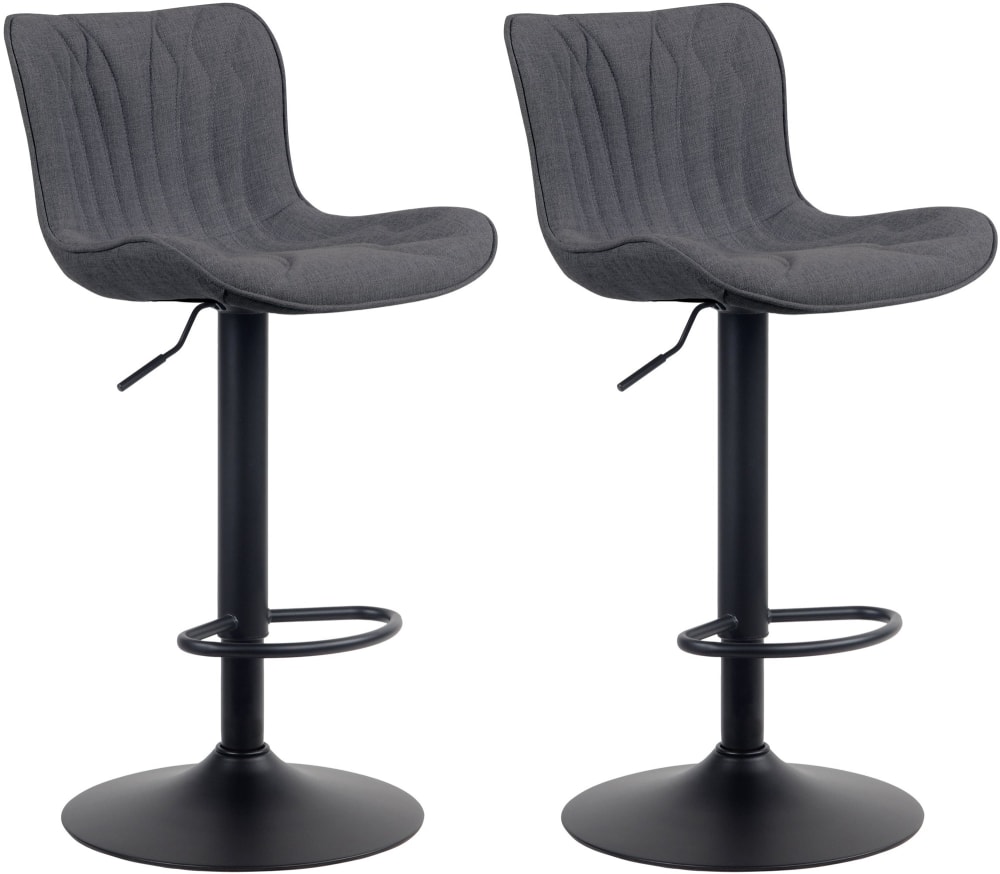 Wohnli Möbelsuche - 2er Set Barhocker höhenverstellbar aus Stoff schwarz