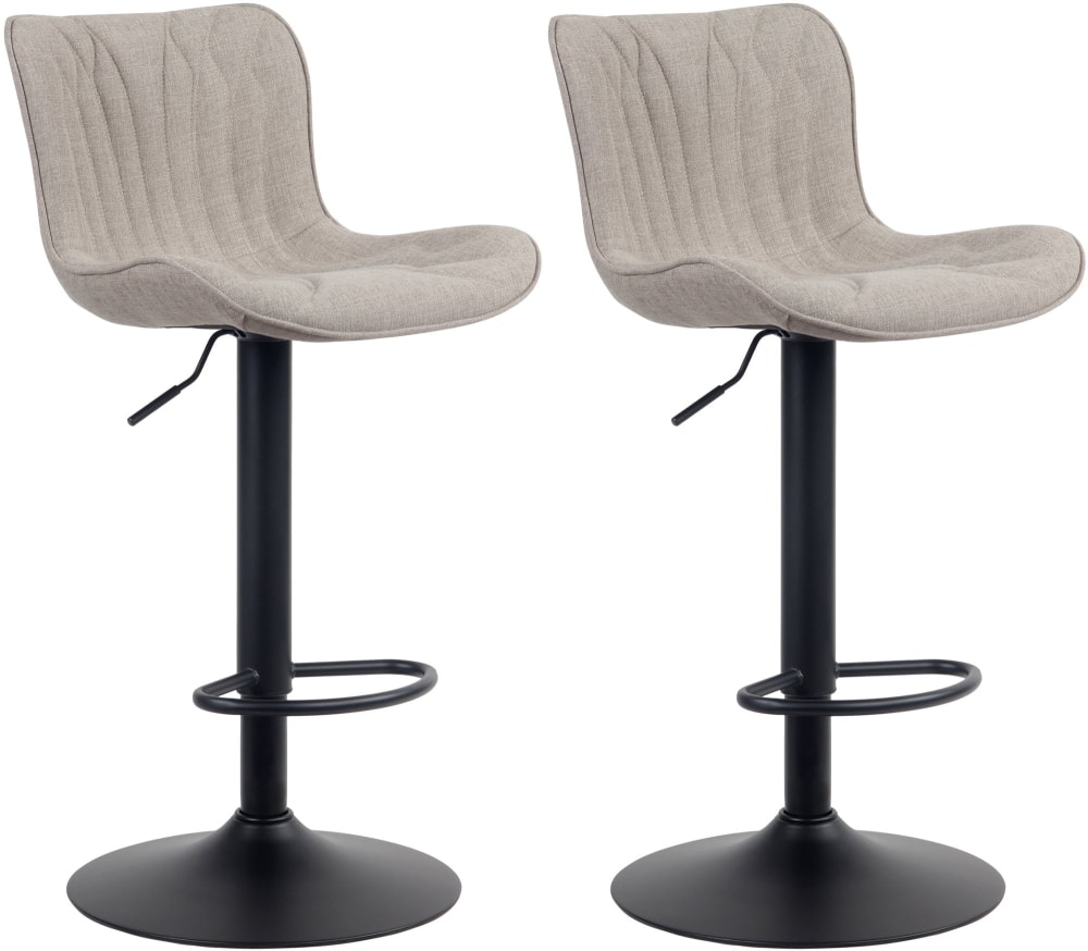 Wohnli Möbelsuche - 2er Set Barhocker höhenverstellbar aus Stoff taupe