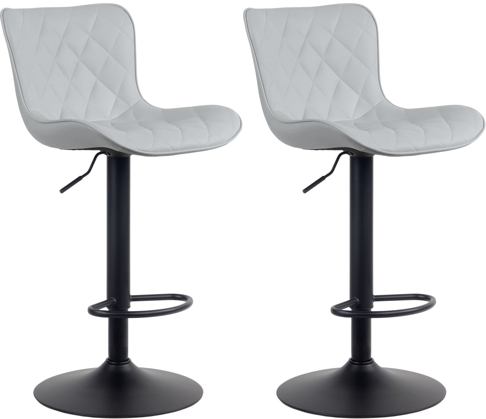 Wohnli Möbelsuche - 2er Set Barhocker höhenverstellbar drehbar Fußstütze Kunstleder grau