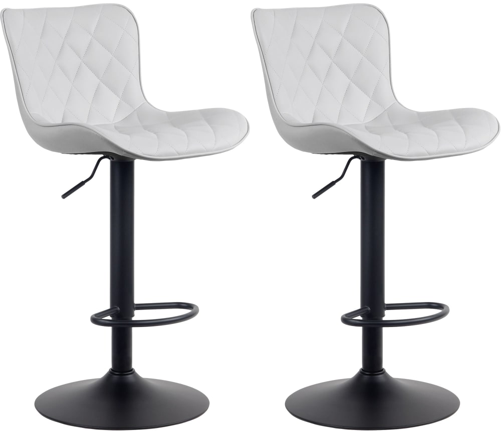 Wohnli Möbelsuche - 2er Set Barhocker höhenverstellbar drehbar Fußstütze Kunstleder weiß