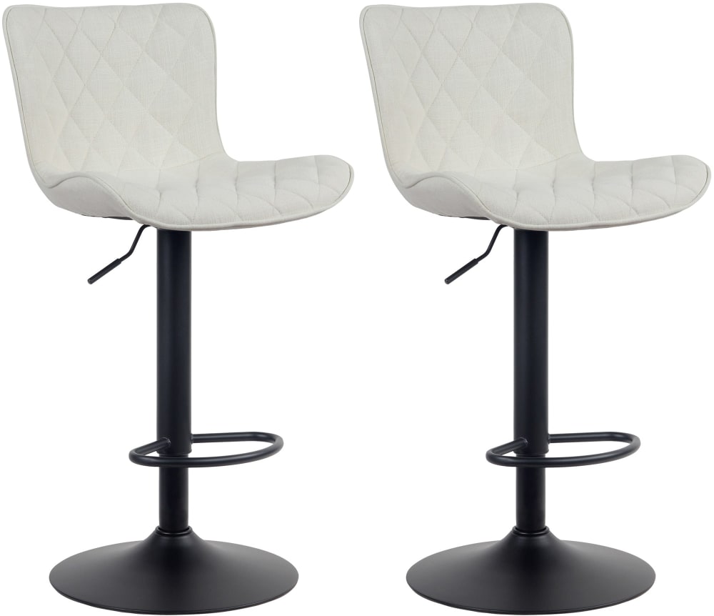 Wohnli Möbelsuche - 2er Set Barhocker höhenverstellbar drehbar Fußstütze Stoff creme