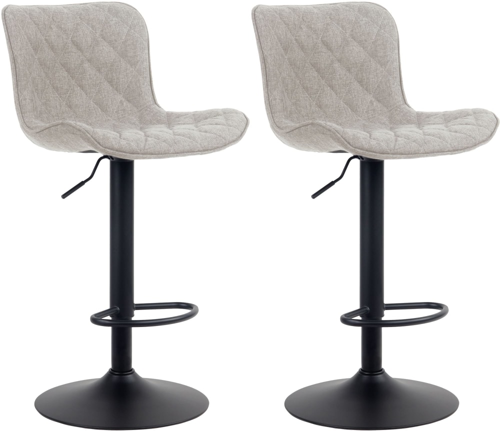 Wohnli Möbelsuche - 2er Set Barhocker höhenverstellbar drehbar Fußstütze Stoff taupe