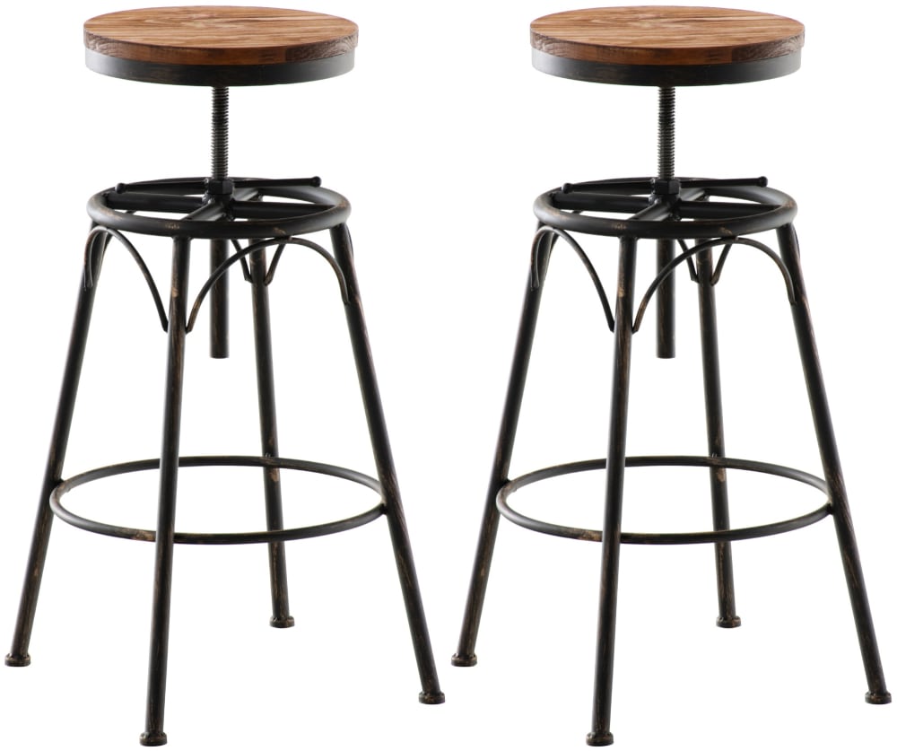 Wohnli Möbelsuche - 2er Set Barhocker im industrialen Stil aus Metall bronze