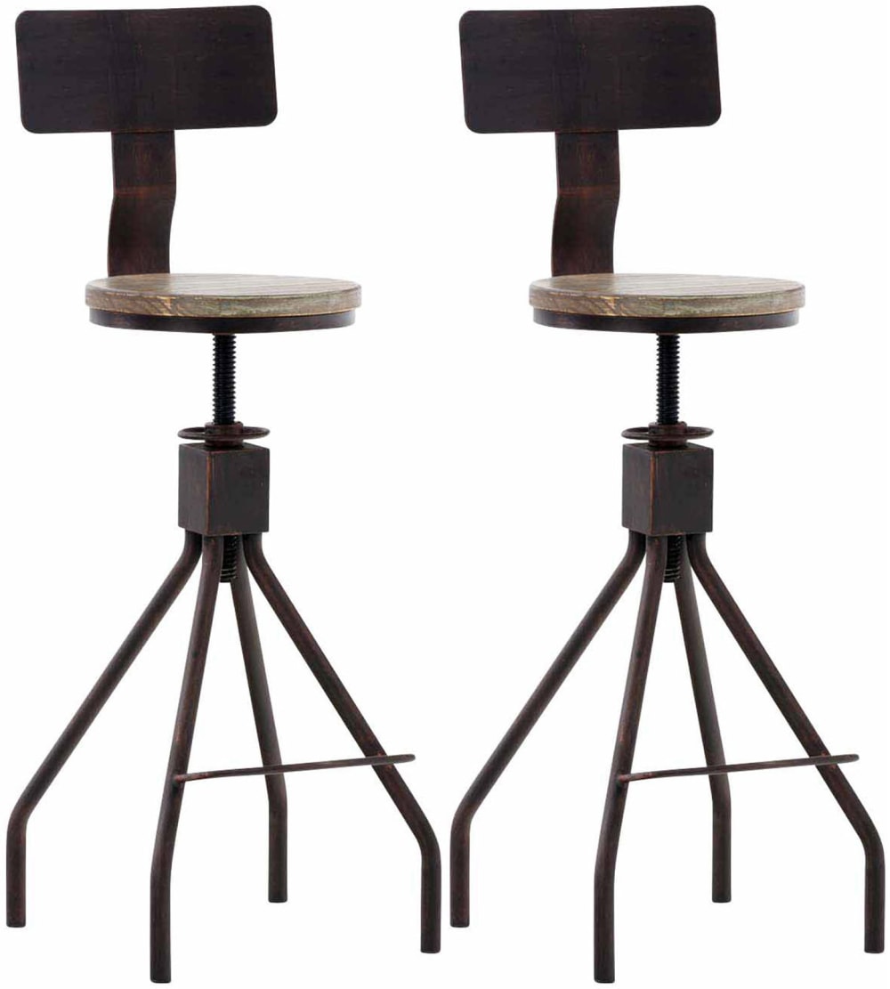 Wohnli Möbelsuche - 2er Set Barhocker im industrialen Stil aus Metall bronze