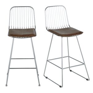 Wohnli Möbelsuche - 2er Set Barhocker mit Stahlgestell und Kunstlederbezug