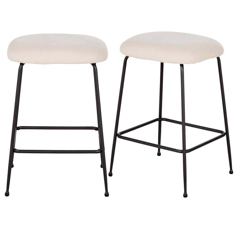 wohnli-moebel-suche-2er-Set-Barhocker-mit-mit-Boucle-Bezug-ecru-und-schwarz-H65cm Wohnli Möbelsuche - 2er Set Barhocker mit mit Bouclé-Bezug