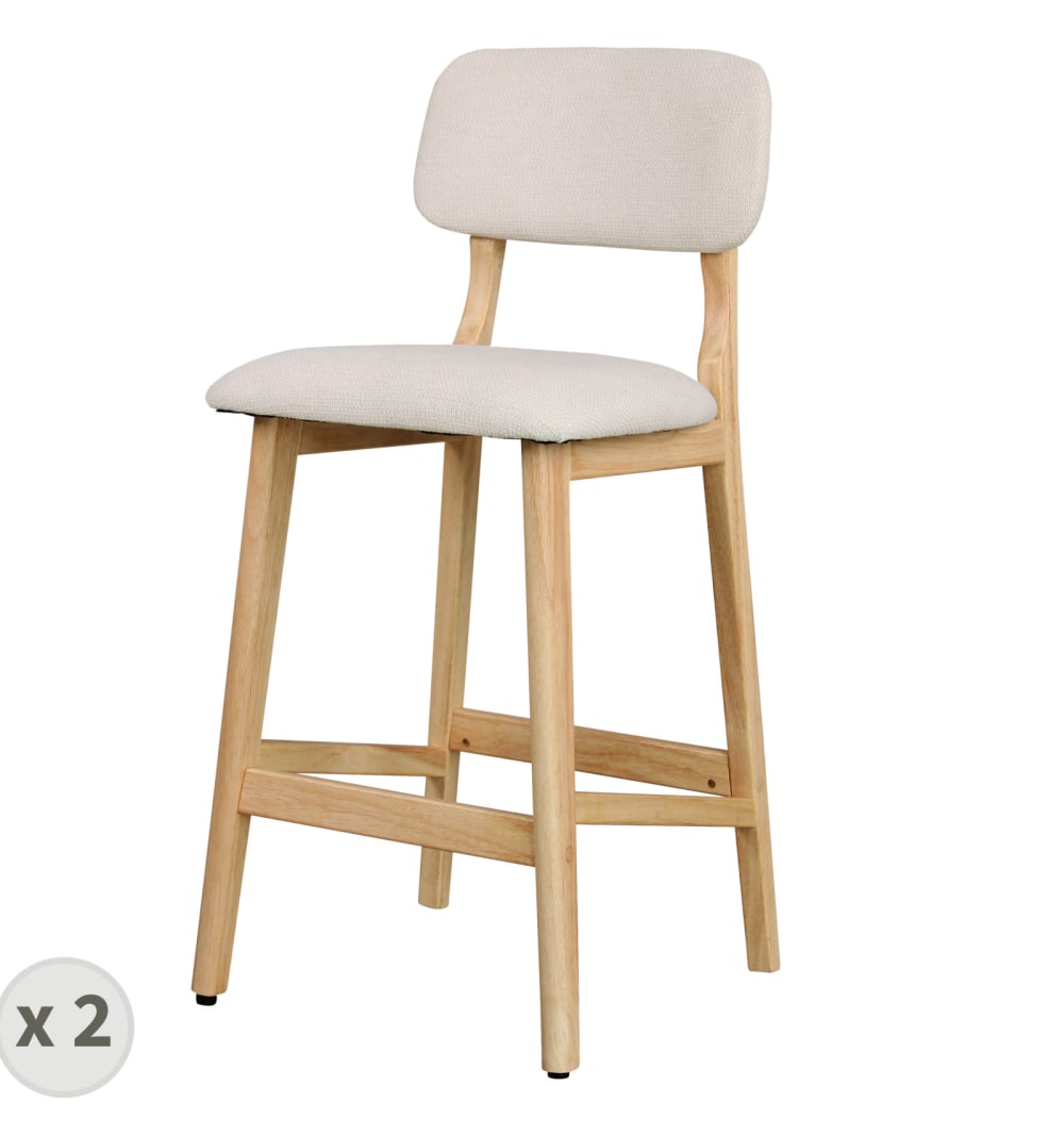 Wohnli Möbelsuche - 2er Set Barstühle aus Stoff und Massivholz