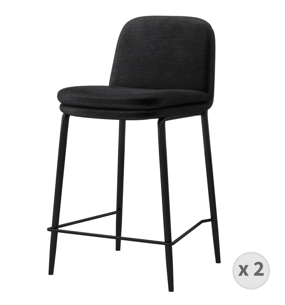 Wohnli Möbelsuche - 2er Set Barstühle aus Stoff und Metall