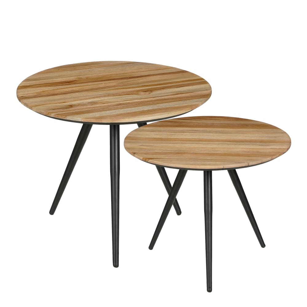 Wohnli Möbelsuche - 2er Set Beistelltische aus braunem Recyceltem Holz H49