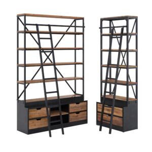 wohnli-moebel-suche-2er-Set-Buecherregale-aus-Holz-und-Metall Wohnli Möbelsuche - 2er Set Bücherregale aus Holz und Metall