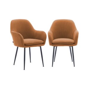 Wohnli Möbelsuche - 2er-Set Cord-Sessel camel Metallbeine
