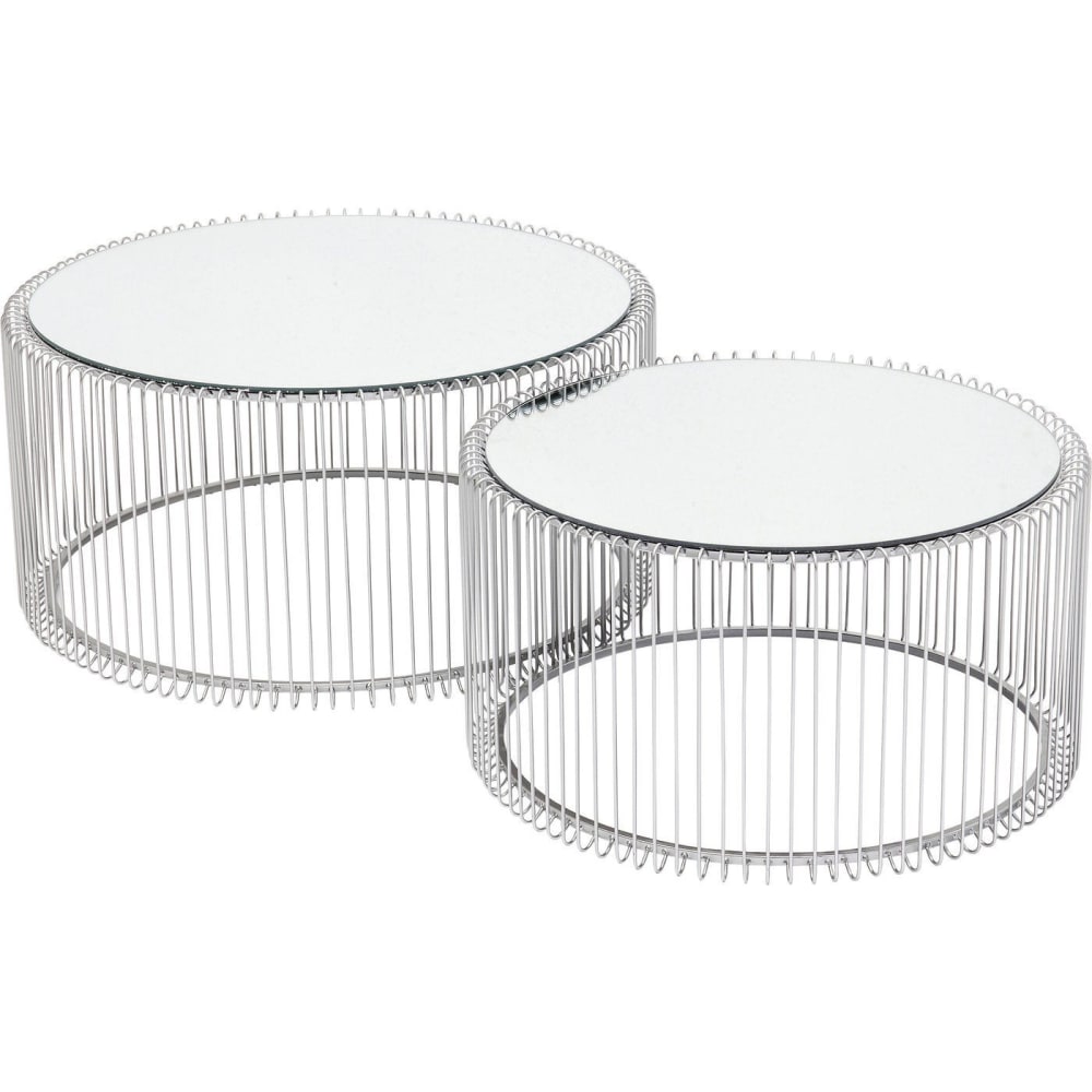 wohnli-moebel-suche-2er-Set-Couchtische-aus-verspiegeltem-Glas-und-Stahl-silber-D6960cm Wohnli Möbelsuche - 2er Set Couchtische aus verspiegeltem Glas und Stahl