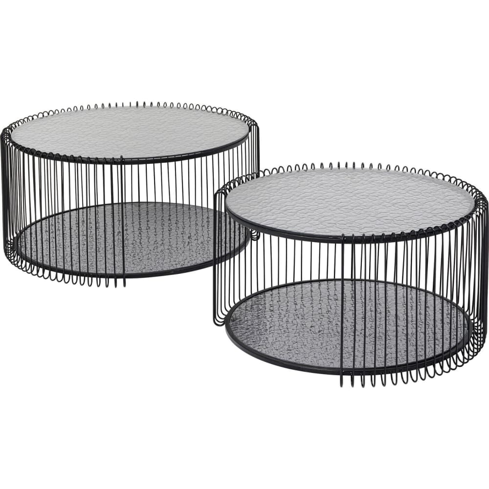wohnli-moebel-suche-2er-Set-Couchtische-mit-Ablage-aus-Bubble-Glas-und-Stahl-schwarz Wohnli Möbelsuche - 2er Set Couchtische mit Ablage aus Bubble-Glas und Stahl