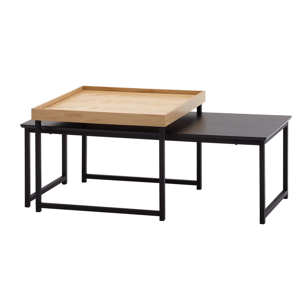 wohnli-moebel-suche-2er-Set-Couchtische-rechteckig-aus-MDF-Braun-Schwarz Wohnli Möbelsuche - 2er Set Couchtische rechteckig aus MDF