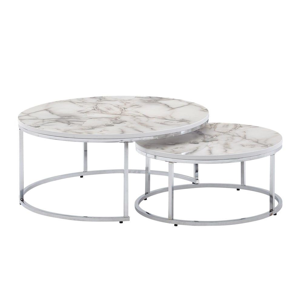 wohnli-moebel-suche-2er-Set-Couchtische-rund-Marmor-Optik-aus-MDF-Weiss Wohnli Möbelsuche - 2er Set Couchtische rund Marmor-Optik aus MDF