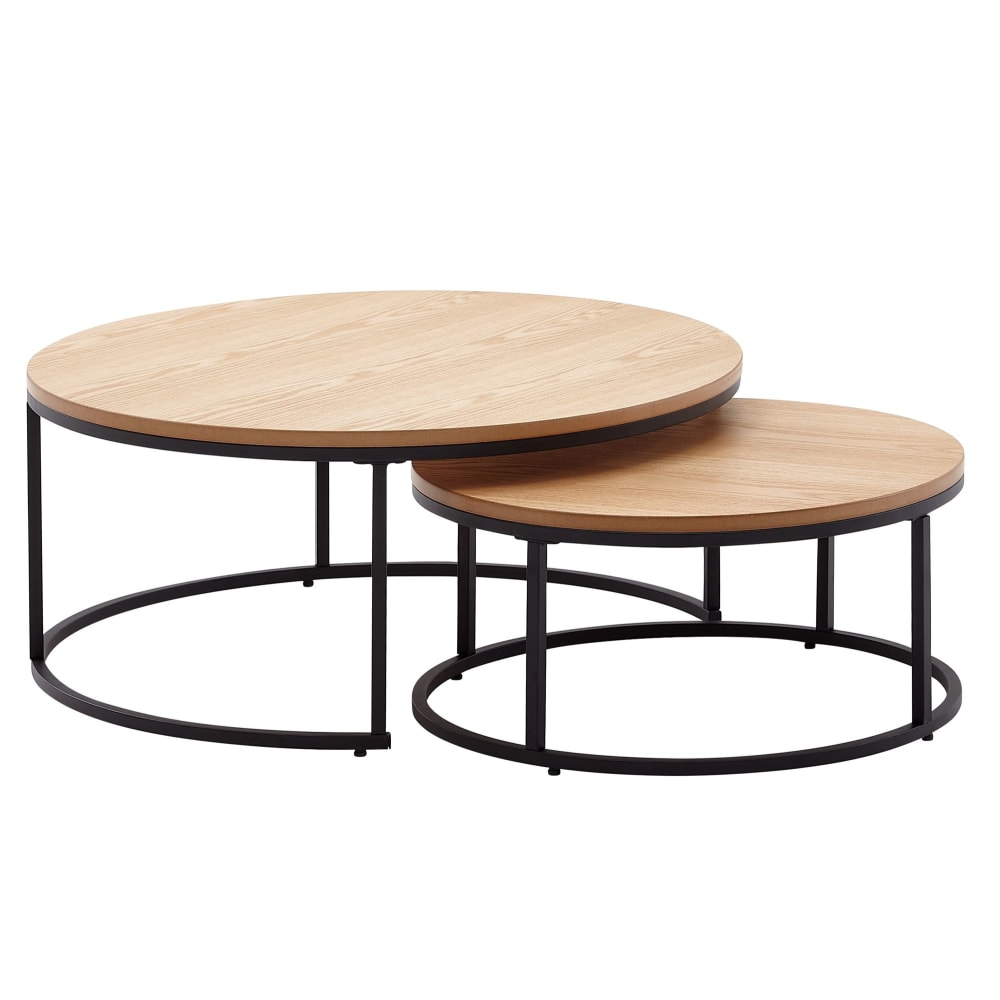 wohnli-moebel-suche-2er-Set-Couchtische-rund-aus-MDF-Braun Wohnli Möbelsuche - 2er Set Couchtische rund aus MDF