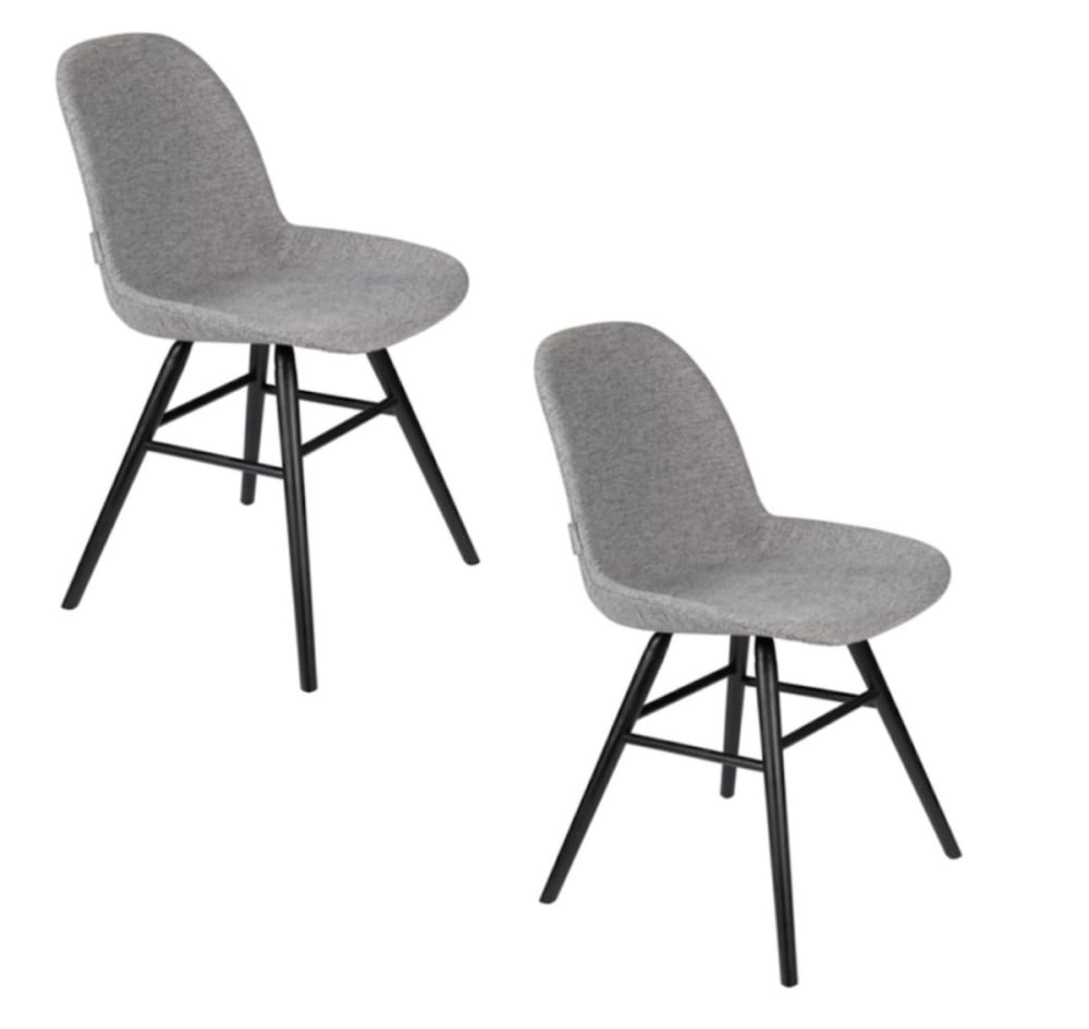 Wohnli Möbelsuche - 2er Set Design-Stühle aus Stoff grau