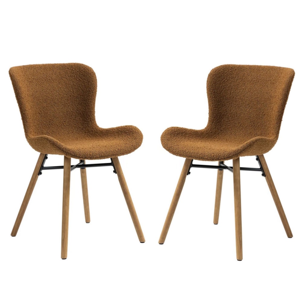 Wohnli Möbelsuche - 2er Set Esszimmerstühle Bouclé mit Holzbeinen