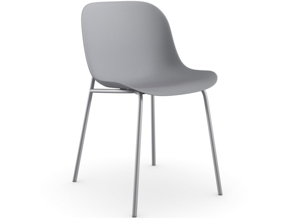 wohnli-moebel-suche-2er-Set-Esszimmerstuehle-aus-Kunststoff-Grau-mit-Beinen-aus-Metall-Grau Wohnli Möbelsuche - 2er Set Esszimmerstühle aus Kunststoff Grau mit Beinen aus Metall Grau