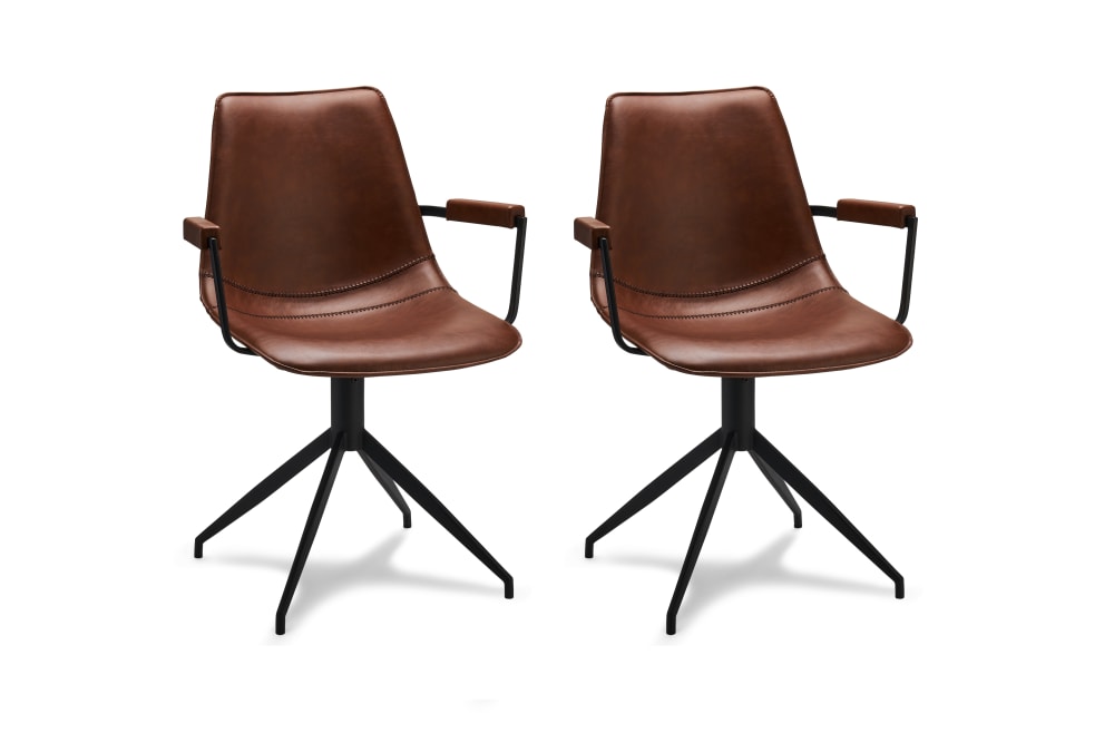 wohnli-moebel-suche-2er-Set-Esszimmerstuehle-mit-Armlehne-Kunstlederbezug-Hellbraun Wohnli Möbelsuche - 2er Set Esszimmerstühle mit Armlehne Kunstlederbezug Hellbraun