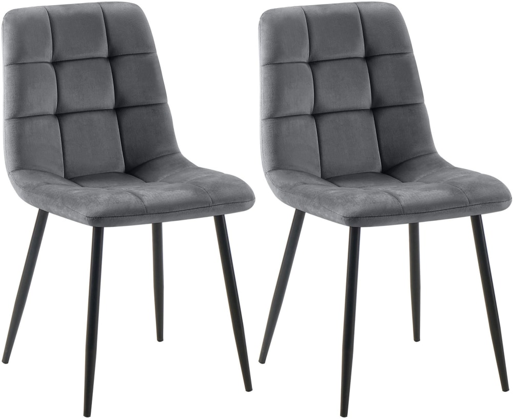 Wohnli Möbelsuche - 2er Set Esszimmerstühle mit Metallgestell Samt dunkelgrau