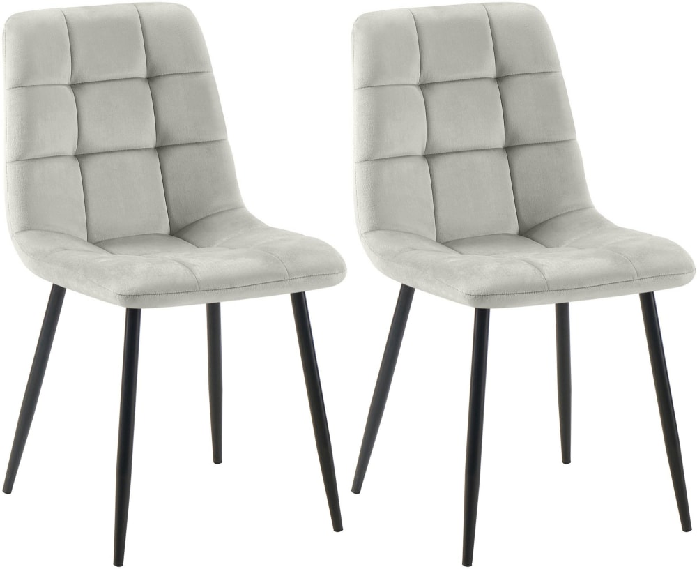 Wohnli Möbelsuche - 2er Set Esszimmerstühle mit Metallgestell Samt grau