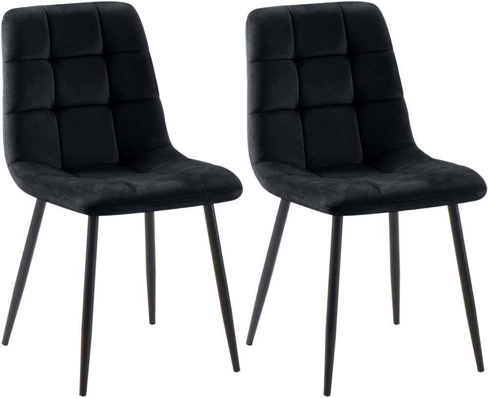 Wohnli Möbelsuche - 2er Set Esszimmerstühle mit Metallgestell Samt schwarz