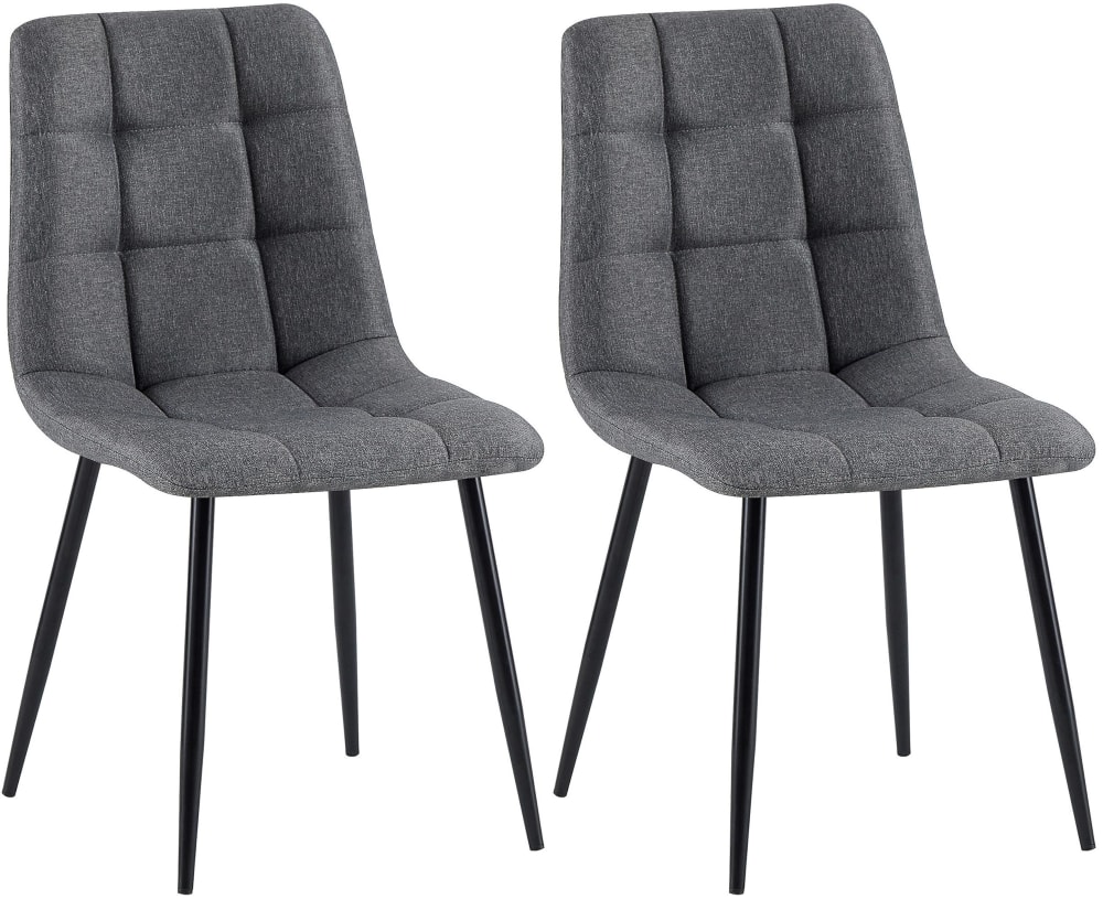 Wohnli Möbelsuche - 2er Set Esszimmerstühle mit Metallgestell Stoff dunkelgrau