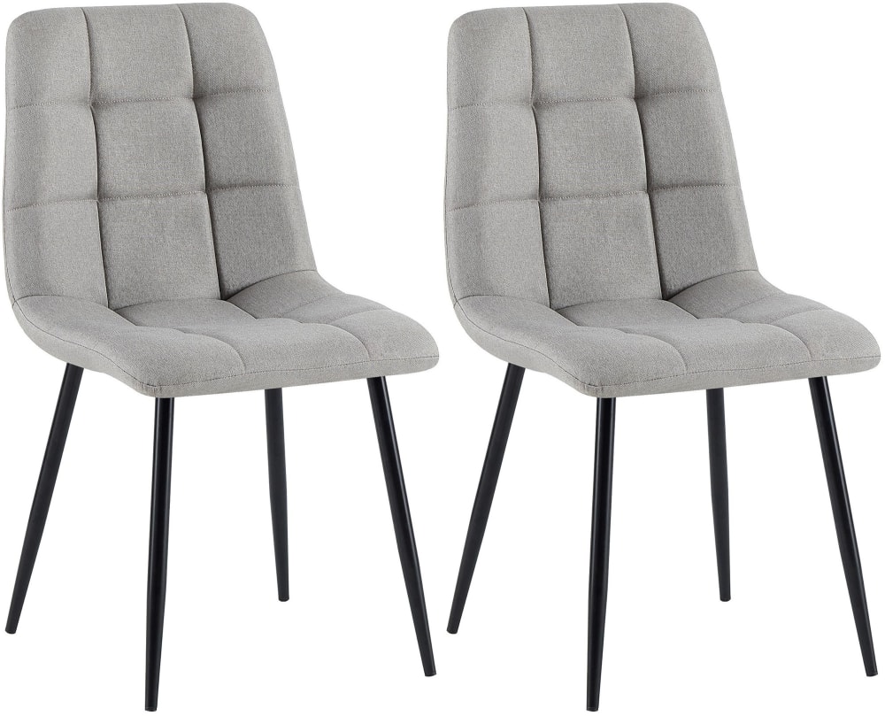 Wohnli Möbelsuche - 2er Set Esszimmerstühle mit Metallgestell Stoff grau