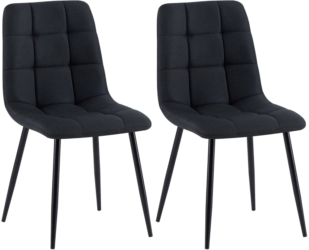 Wohnli Möbelsuche - 2er Set Esszimmerstühle mit Metallgestell Stoff schwarz