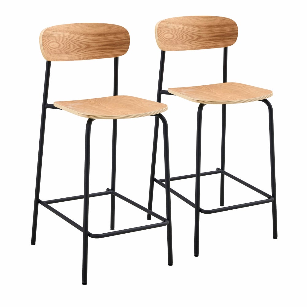 Wohnli Möbelsuche - 2er-Set Hochstühle aus Metall und schwarzem Holz