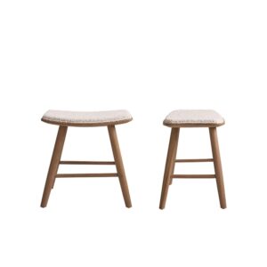 wohnli-moebel-suche-2er-Set-Hocker-aus-massivem-Teakholz-und-Boucle-Stoff-–-45-cm Wohnli Möbelsuche - 2er-Set Hocker aus massivem Teakholz und Bouclé-Stoff 45 cm