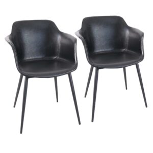 Wohnli Möbelsuche - 2er-Set Industriesessel aus Stahl und Textil in Schwarz