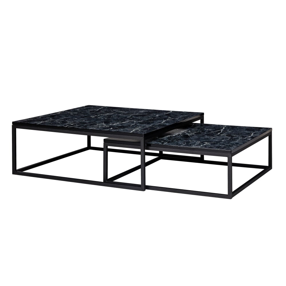 wohnli-moebel-suche-2er-Set-Satztische-mit-Marmoroptik-aus-MDF-Schwarz Wohnli Möbelsuche - 2er Set Satztische mit Marmoroptik aus MDF