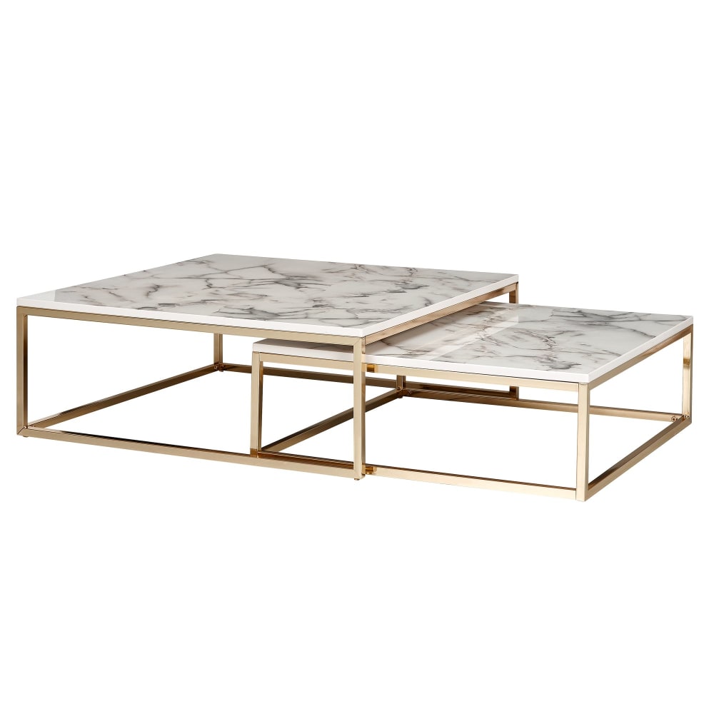 wohnli-moebel-suche-2er-Set-Satztische-mit-Marmoroptik-aus-MDF-Weiss Wohnli Möbelsuche - 2er Set Satztische mit Marmoroptik aus MDF