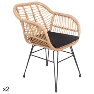 Wohnli Möbelsuche - 2er Set Sessel aus synthetischem Rattan mit Kissen