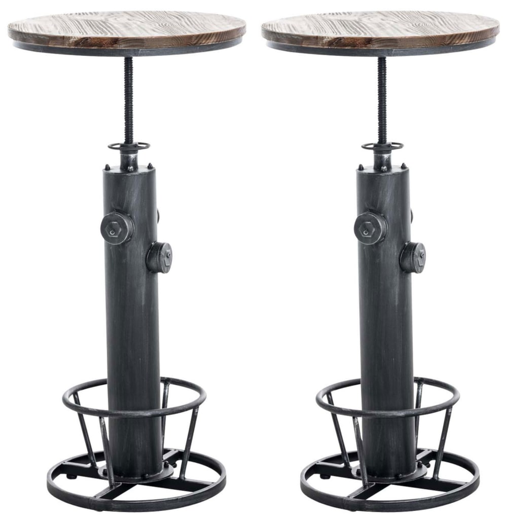 Wohnli Möbelsuche - 2er Set Stehtisch industrial verstellbar aus Metall antik silber