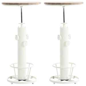 Wohnli Möbelsuche - 2er Set Stehtisch industrial verstellbar aus Metall antik weiß