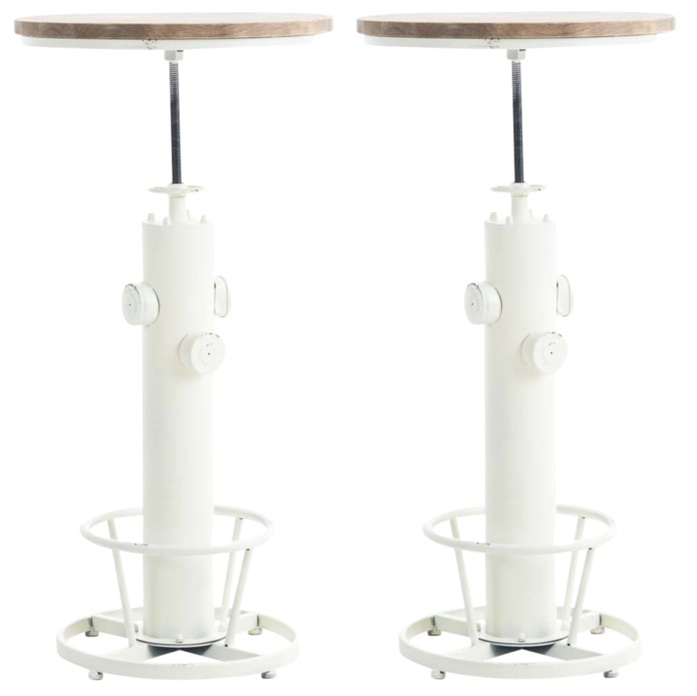 Wohnli Möbelsuche - 2er Set Stehtisch industrial verstellbar aus Metall antik weiß