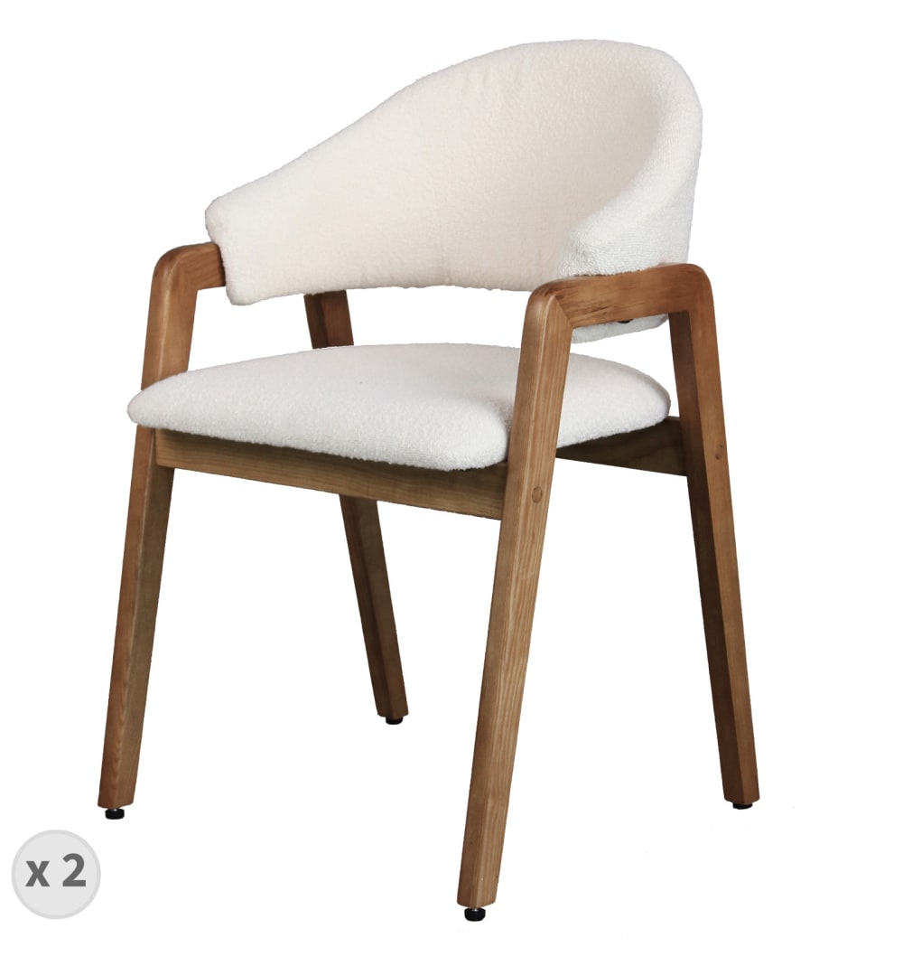 Wohnli Möbelsuche - 2er Set Stoffstuhl in Ecru und Esche Natur