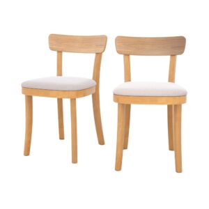 Wohnli Möbelsuche - 2er Set Stühle aus Holz und beigem Stoff