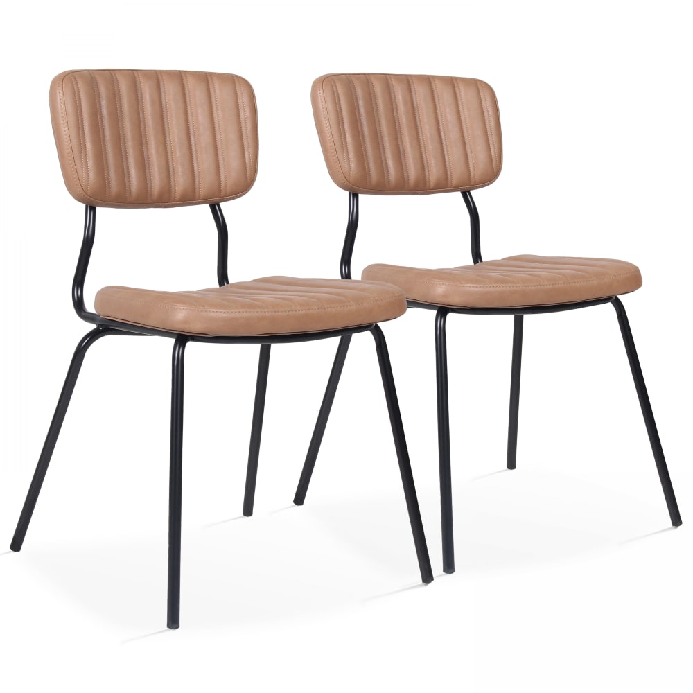 Wohnli Möbelsuche - 2er-Set Stühle aus Kunstleder Braun