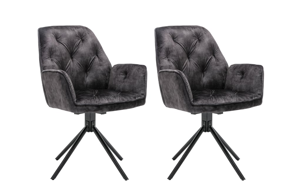 wohnli-moebel-suche-2er-Set-Stuehle-aus-Vintage-Samt-Sitzschale-360°-drehbar-anthrazit Wohnli Möbelsuche - 2er Set Stühle aus Vintage-Samt
