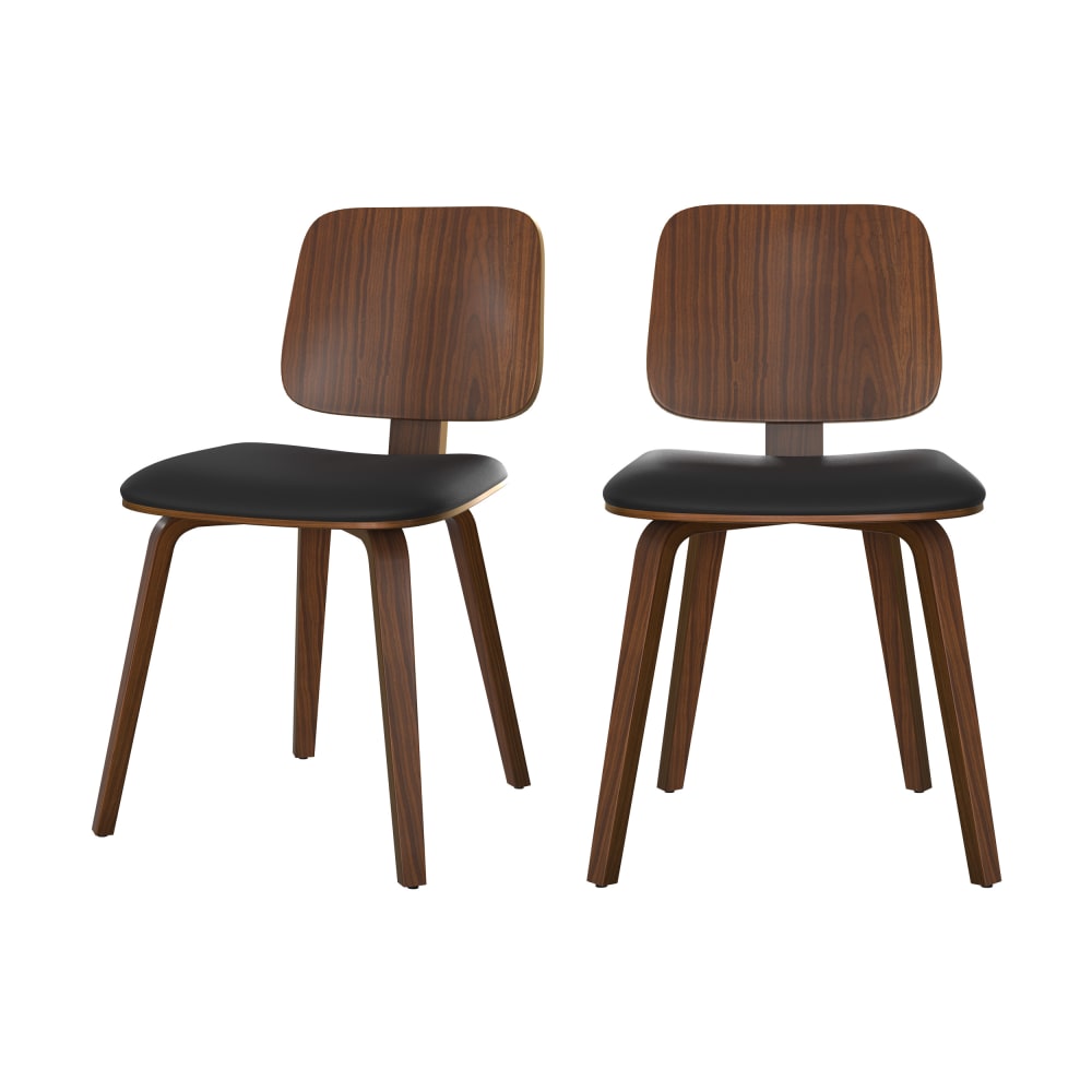 Wohnli Möbelsuche - 2er Set Stühle aus Walnussholz und schwarzem Stoff